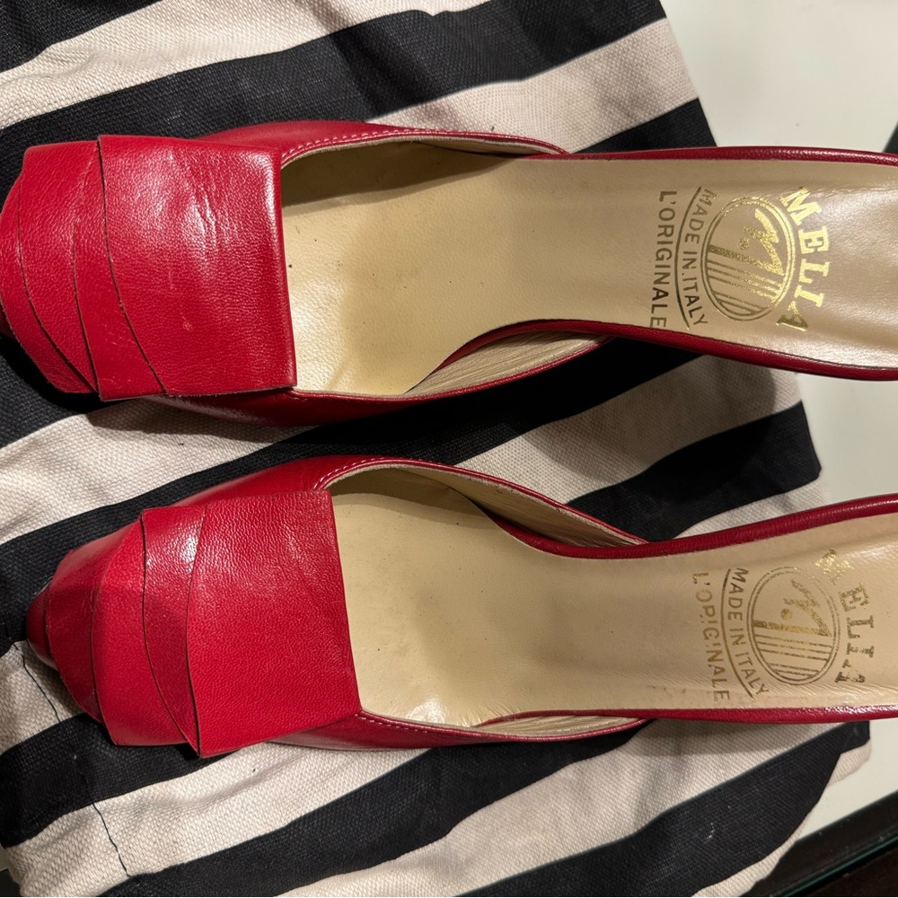 Melia Women's Red Peep Toe Heels